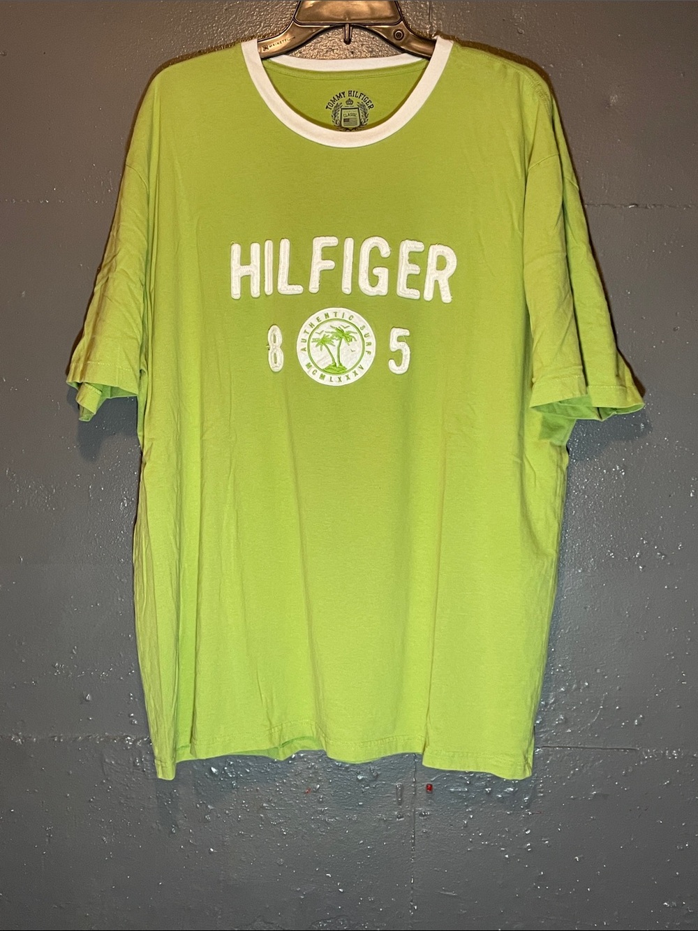Tommy Hilfiger Bright Lime Green Logo Ringer Tee